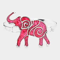 Boho Pattern Detail Metal Elephant Hook Bracelet