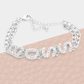 BOSS Rhinestone Embellished Message Bracelet