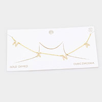 Gold Dipped CZ NANA Message Pendant Necklace