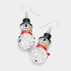 Stone Embellished Snowman Dangle Earrings