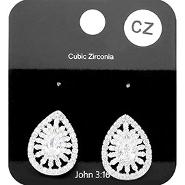 CZ Teardrop Stud Evening Earrings