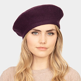 Stretchy Solid Beret Hat