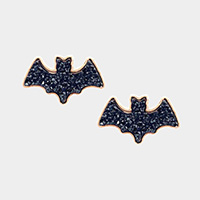 Druzy Bat Stud Earrings