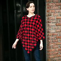 Buffalo Check Patterned Poncho