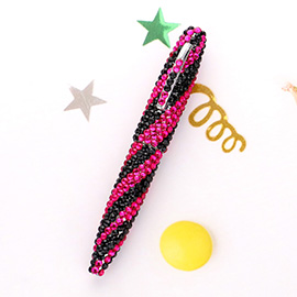 Oblique Crystal Embellished Ball Pen