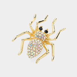 Stone Embellished Spider Pin Brooch