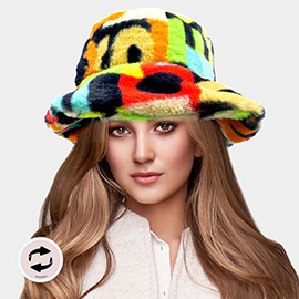 Reversible Colorful Soft Faux Fur Bucket Hat