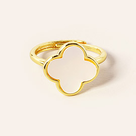 Gold Dipped Mother of Pearl Quatrefoil Ring