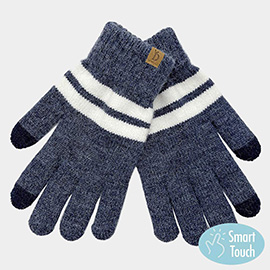 Striped Knit Smart Gloves