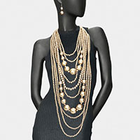 Multi Layered Pearl Bib Necklace