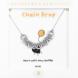 SECRET BOX_Brass Metal Chain Link Pendant Necklace