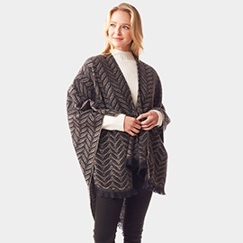 Leaf Patterned Soft Poncho