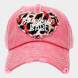 Baseball Babe Leopard Patterned Heart Vintage Baseball Cap