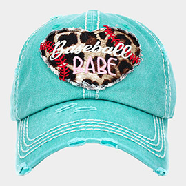 Baseball Babe Leopard Patterned Heart Vintage Baseball Cap