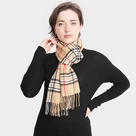 Plaid Check Patterned Oblong Scarf