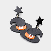 Resin Star Witch Hat Link Dangle Earrings