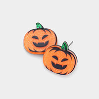 Resin Pumpkin Stud Earrings