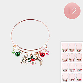 12PCS - Mixed Christmas Charm Adjustable Bracelets