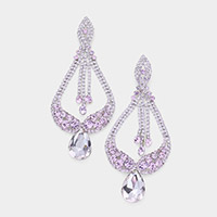 Oversized Pave Glass Teardrop Chandelier Evening Earrings