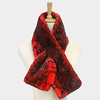 Snake Skin Patterned Faux Fur Pull Through Scarf