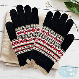 Aztec Patterned Knit Smart Gloves