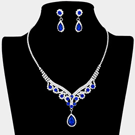 Teardrop Stone Accented Rhinestone Necklace