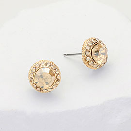 Round Stone Stud Evening Earrings