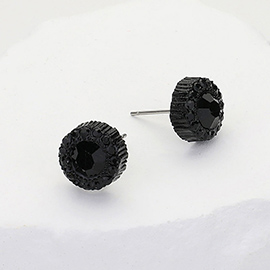 Round Stone Evening Stud Earrings