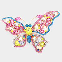 Multi Stone Butterfly Pin Brooch