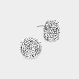 Rhinestone Cluster Crushed Round Stud Earrings