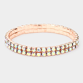 2-ROW Rhinestone Stretch Evening Bracelet