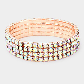 4-ROW Rhinestone Stretch Evening Bracelet