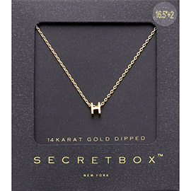 -H- Secret Box _ 14K Gold Dipped Monogram Pendant Necklace