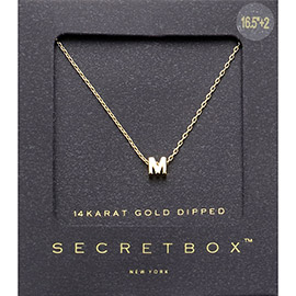 -M- Secret Box _ 14K Gold Dipped Monogram Pendant Necklace