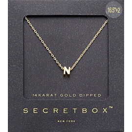 -N- Secret Box _ 14K Gold Dipped Monogram Pendant Necklace