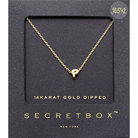 -P- Secret Box _ 14K Gold Dipped Monogram Pendant Necklace