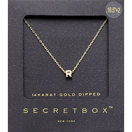-R- Secret Box _ 14K Gold Dipped Monogram Pendant Necklace