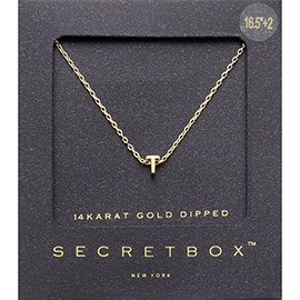 -T- Secret Box _ 14K Gold Dipped Monogram Pendant Necklace