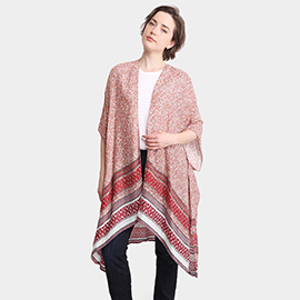 Flower Patterned Cover Up Kimono Poncho