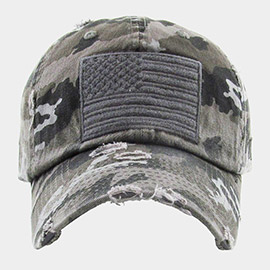 American USA Flag Camouflage Patterned Vintage Baseball Cap