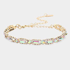 Rectangle Stone Accented Evening Bracelet