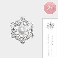 24PCS - Pearl Centered Bubble Stone Cluster Hair Comb Pins