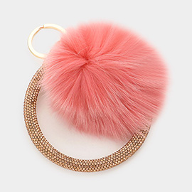 Pom Pom Rhinestone Pave Bangle Keychain / Bracelet