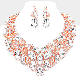 Marquise Stone Cluster Accented Evening Necklace