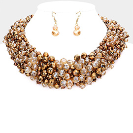 Natural Stone Faceted Beaded Collar Necklace