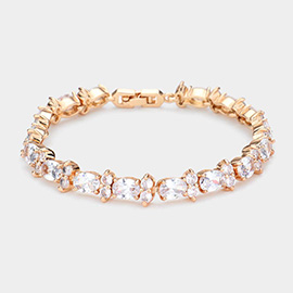 CZ Round Oval Cluster Evening Bracelet