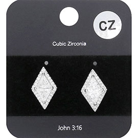 CZ Rhombus Stud Evening Earrings