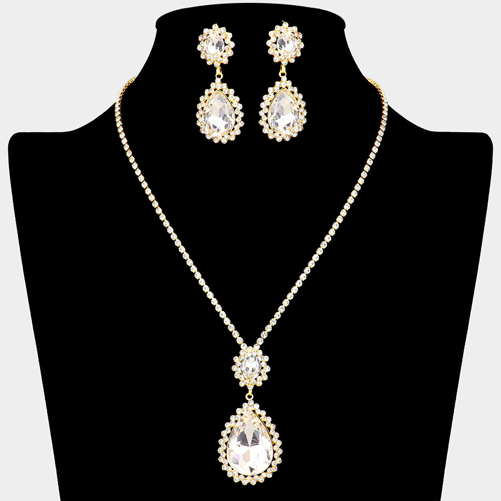 Teardrop Accented Rhinestone Necklace