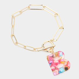 -B- Colorful Monogram Charm Bracelet