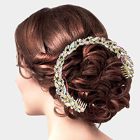 Marquise Stone Leaf Cluster Bun Hair Comb